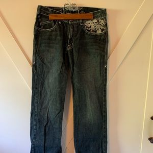 Mens Affliction Jeans 30x32 w/skull embellishments